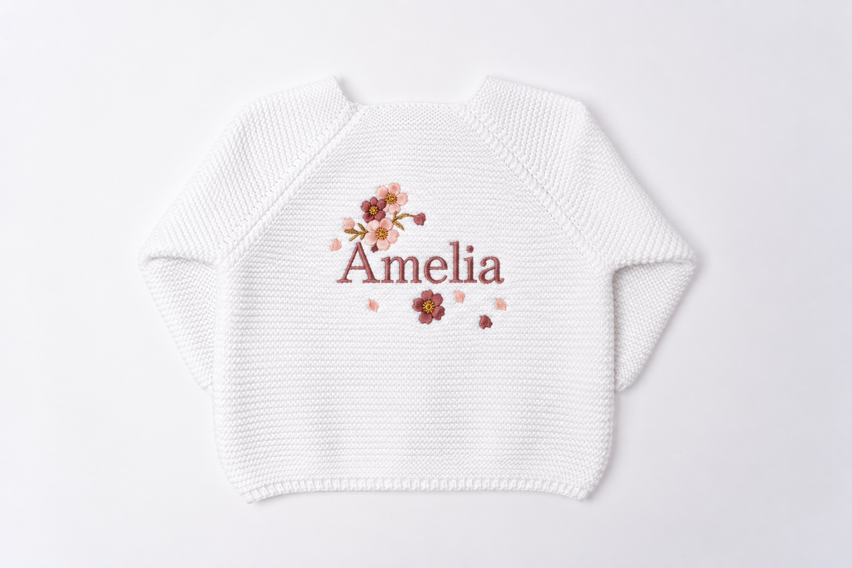 Blossom Personalised Baby Cardigan