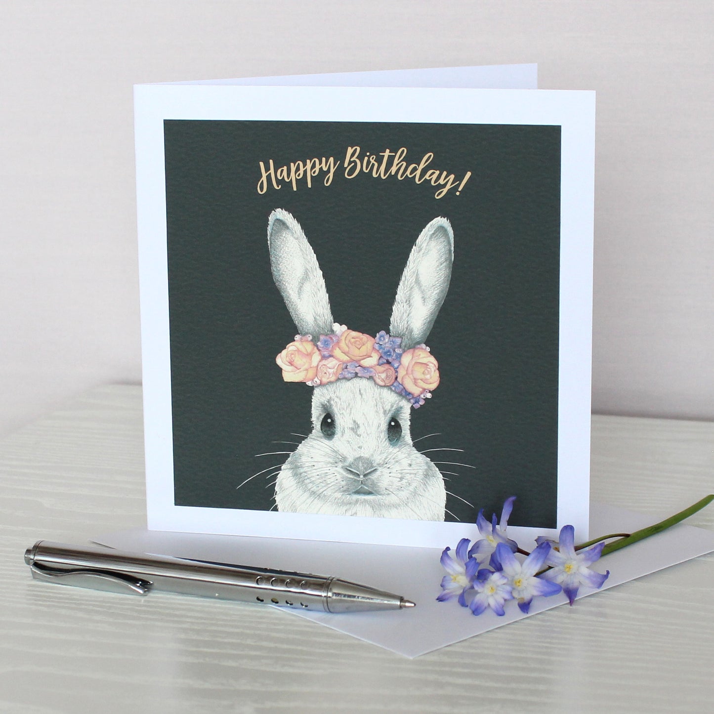 Bunny With Flower Crown Birthday Card