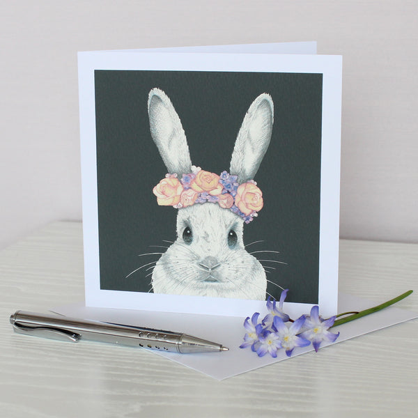 Bunny With Flower Crown Greetings Card