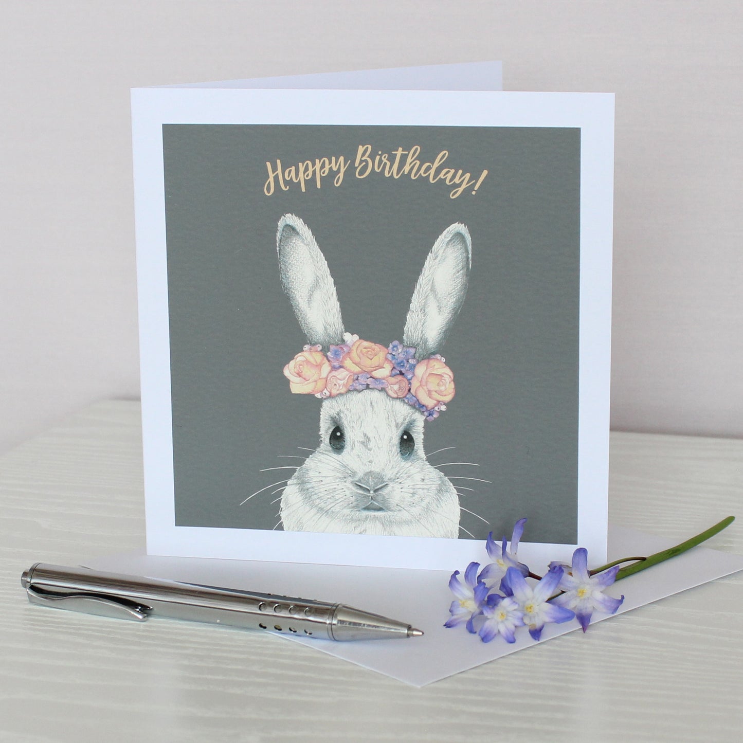 Bunny With Flower Crown Birthday Card