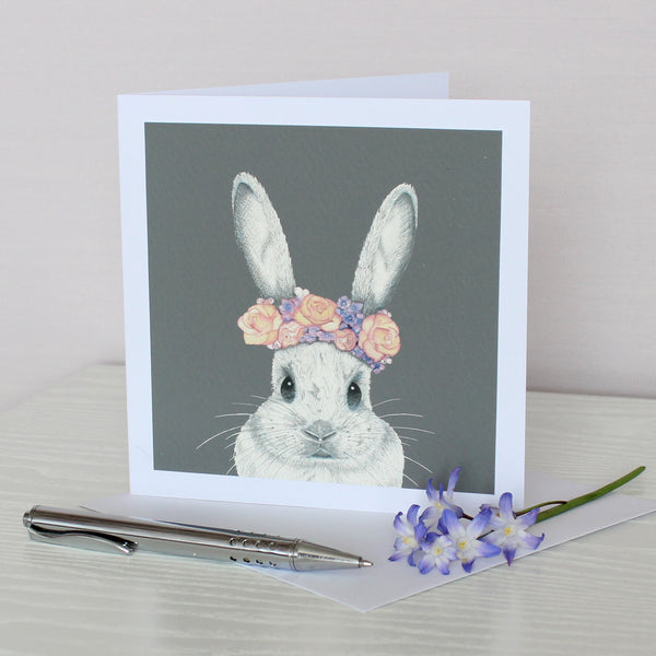 Bunny With Flower Crown Greetings Card