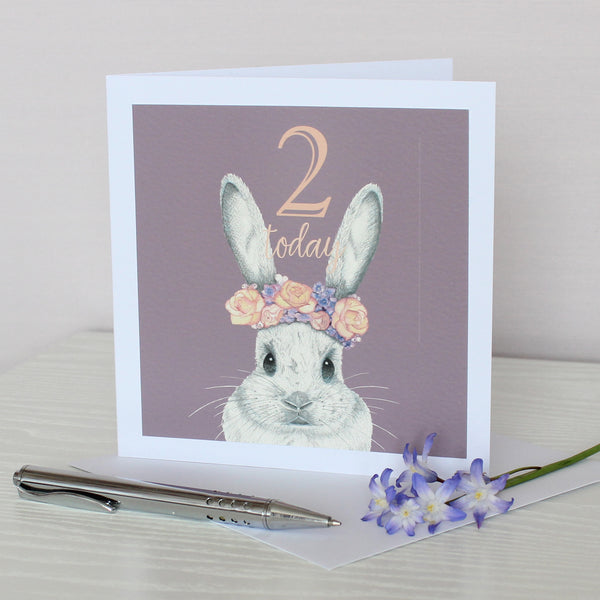 Bunny With Flower Crown Birthday Age Card