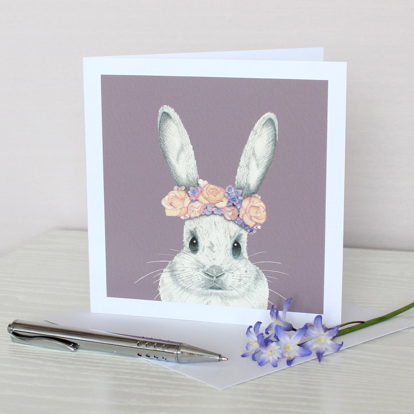 Bunny With Flower Crown Greetings Card