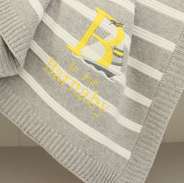Alphabet Baby Stripe Knit Blanket
