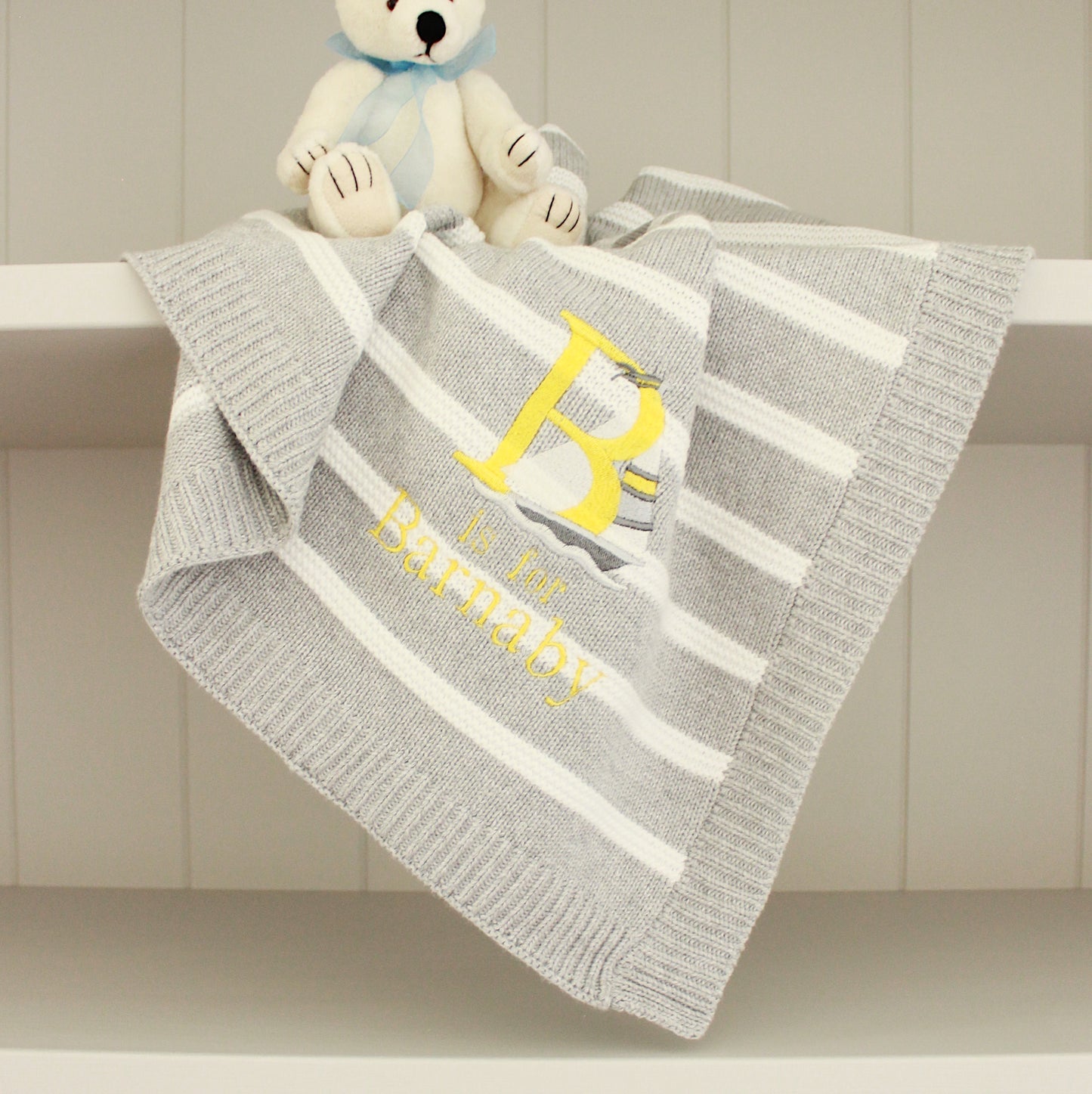 Alphabet Baby Stripe Knit Blanket