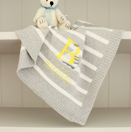 Alphabet Baby Stripe Knit Blanket
