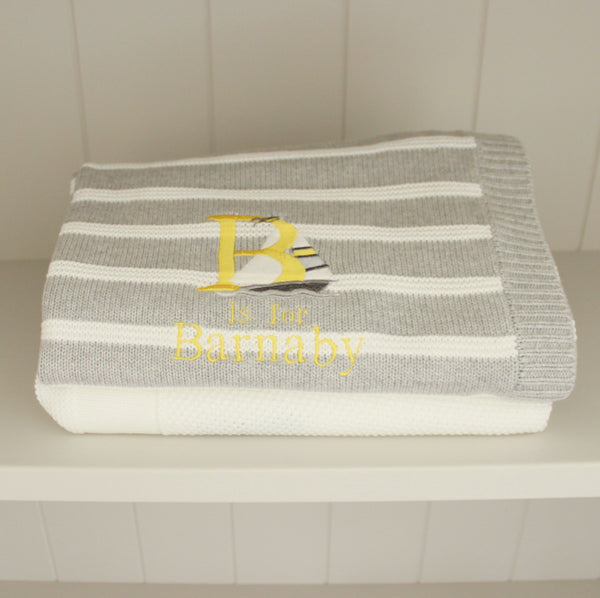 Alphabet Baby Stripe Knit Blanket