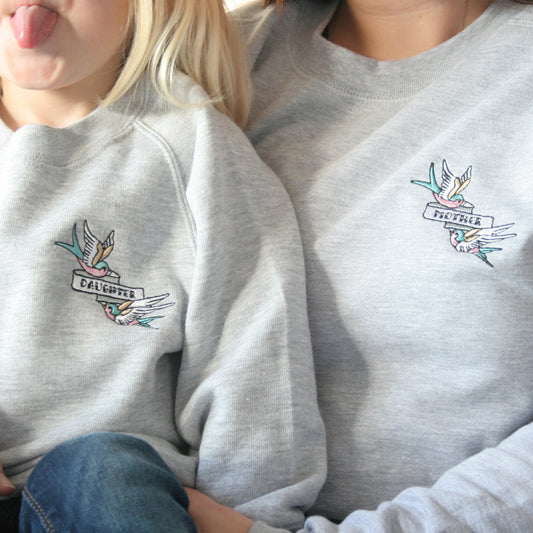 Mummy & Me Embroidered Swallow Sweatshirt Set
